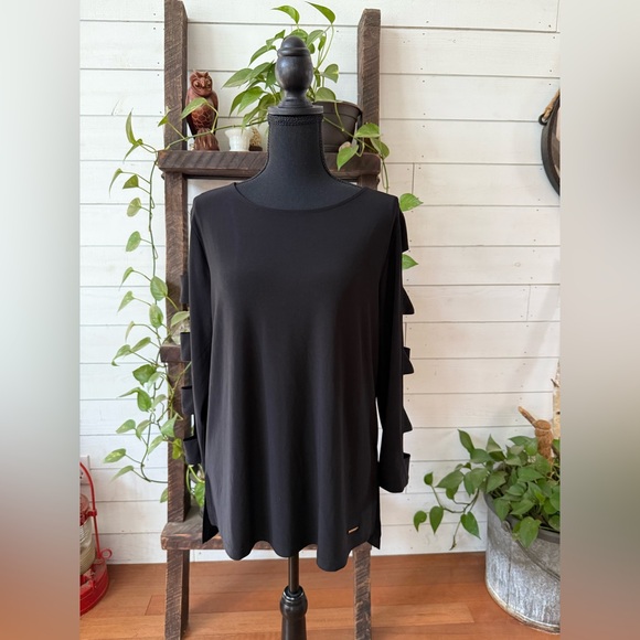 Anne Klein Black Long Sleeve Top with Cut-Out Details - Picture 5 of 17